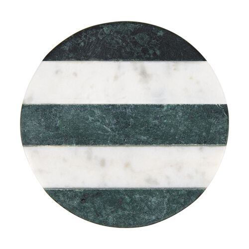 Maxwell & Williams Collective Round Marble Coaster 10cm Green Stripe
